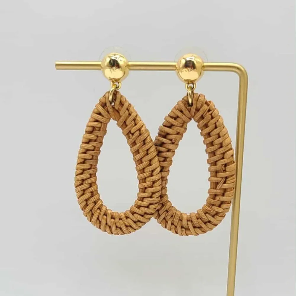 J Crew Gold Tone Raffia Drop Earrings NWOT!